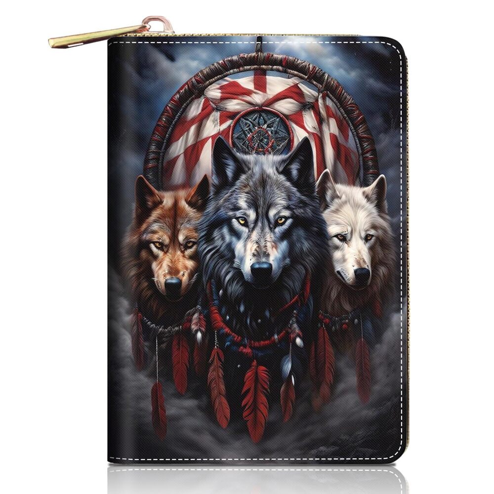 5551 Credit Card Holder Wallets , Dreamcatcher Wolf Design RFID Blocking